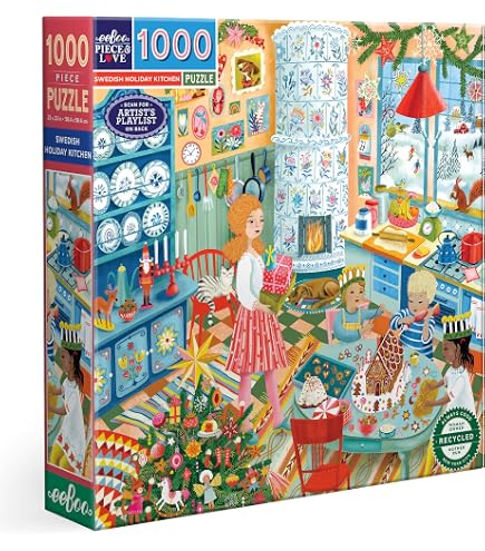 Amazon.com: eeBoo Swedish Holiday Kitchen 1000 Piece Square Jigsaw